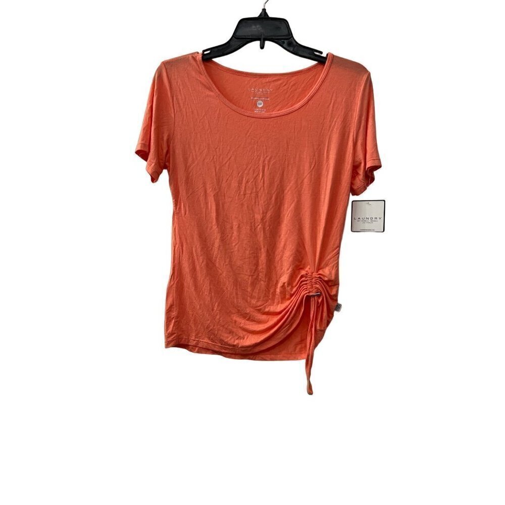 New Laundry by Shelli Segal Size M Orange Ruched Drawstring T Shirt Active wear